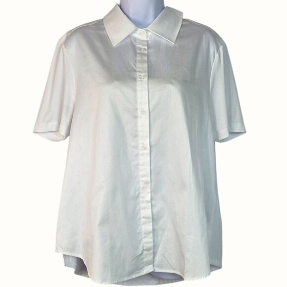 Anatomie Helia White Slim Fit Button Up Short Sleeve Poplin Travel Shirt XL NWT - Picture 2 of 9